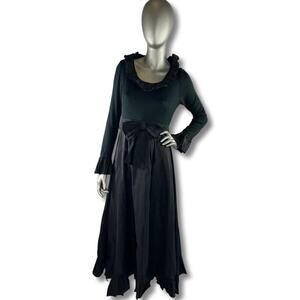 Vintage 1970s Black Gothic Maxi Dress Robinson’s California Medium